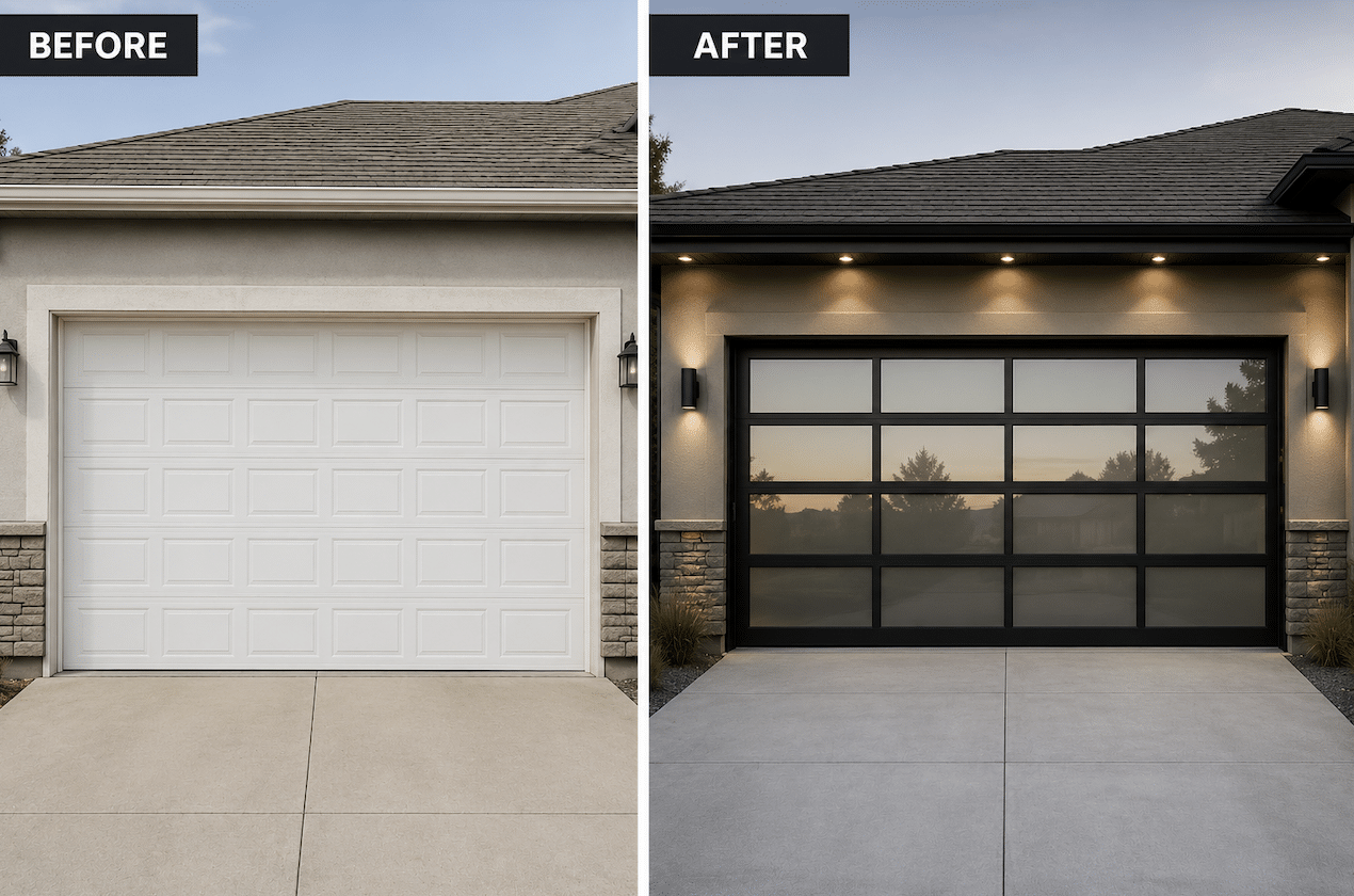 Custom garage door installed by GOAT Garage Doors